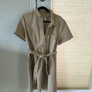 J.Crew Khaki Cotton Canvas Short Sleeve Belted Dress 20